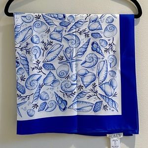 J.Crew Blue Shell-Print Oversized Silk Bandana